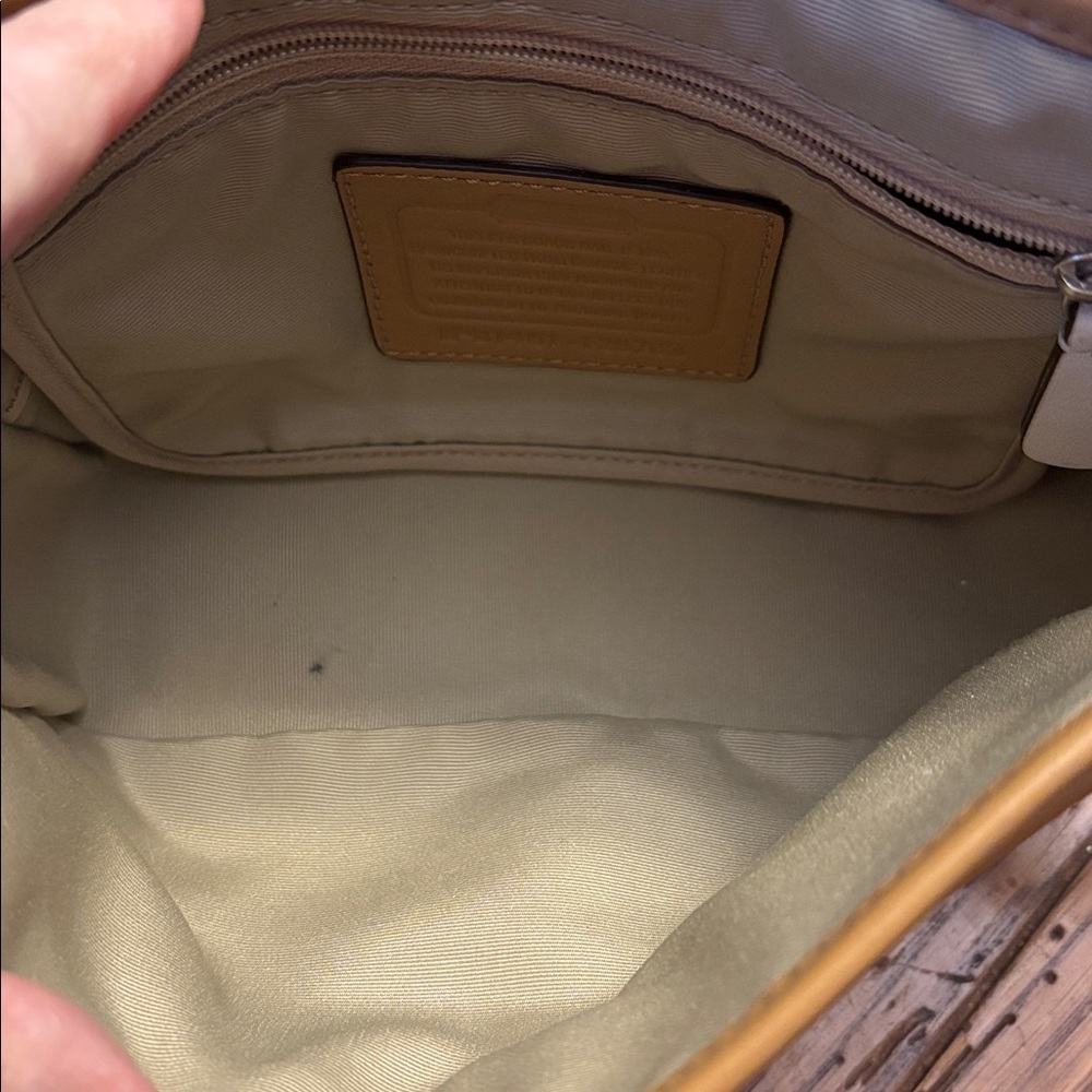 Coach Navy, White & Tan Leather Crossbody Bag - Picture 11 of 12